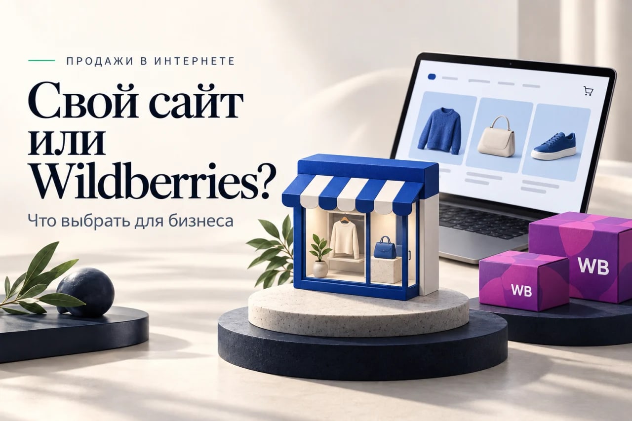 Обложка о выборе канала продаж: собственный интернет-магазин и посылки Wildberries