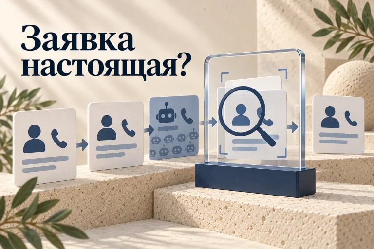 Карточки заявок с пиктограммами человека и телефона проходят прозрачный фильтр; на одной виден повторяющийся узор роботов